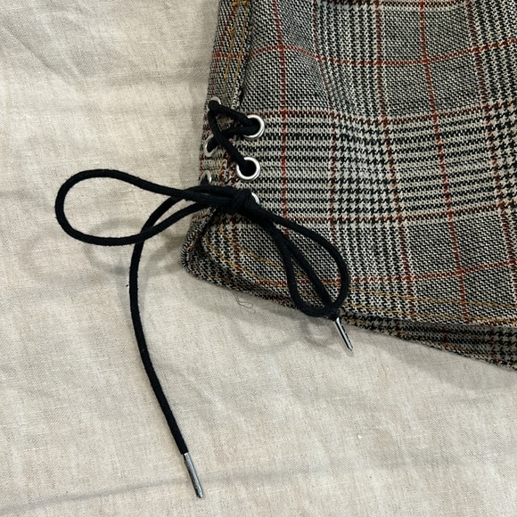 Self Portrait High Waist Checked Double Zip Shorts Size US 2/ UK 6  Brown Color - Picture 6 of 11